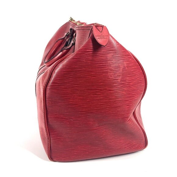 LOUIS VUITTON Red Leather Keepall 50 Boston Bag - Picture 4 of 16